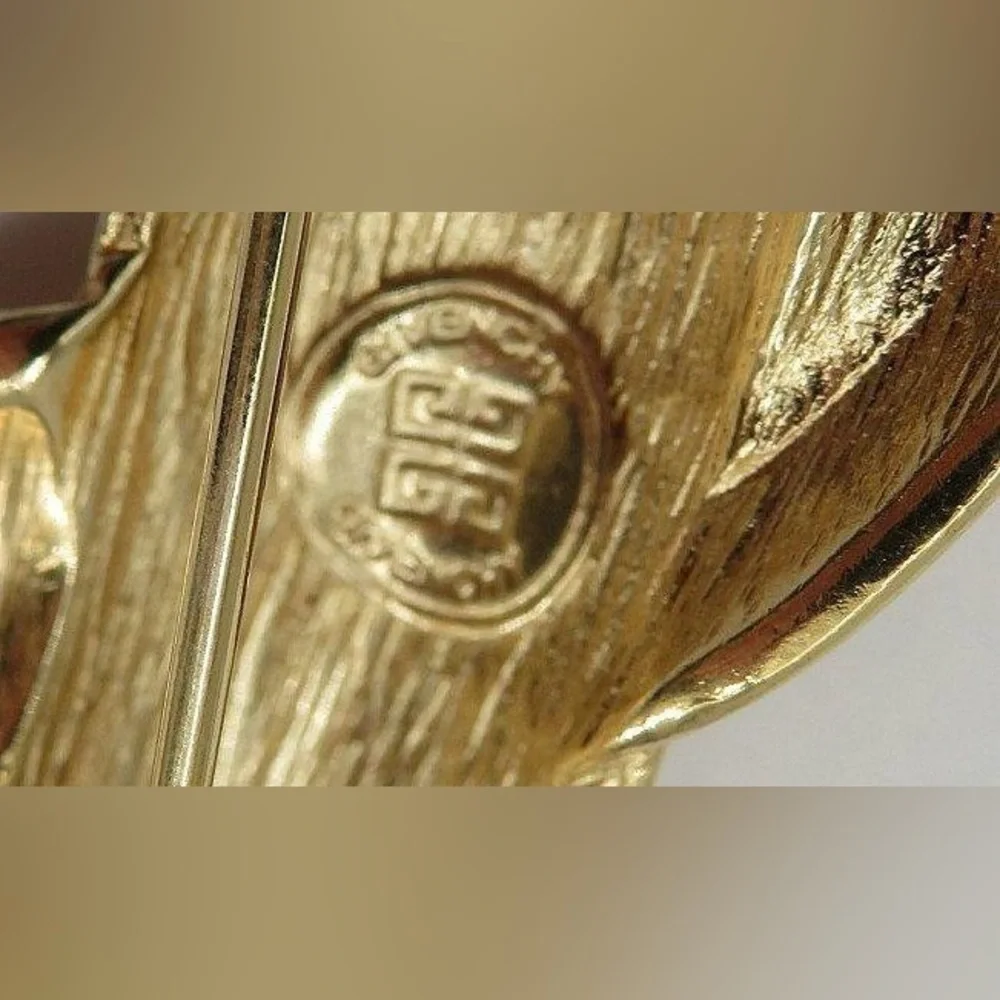 Vintage Givenchy Gold Tone Wave Brooch / Pin 19g Classy Luxury Dressy Unique - Picture 5 of 6